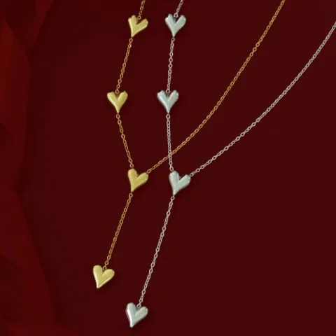 Wasserfest Herz Halskette aus vergoldetem Stahl - OCEANA