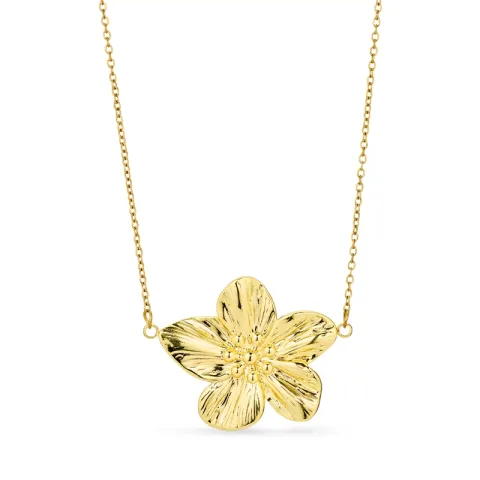 Wasserfest Blumen Halskette aus vergoldetem Stahl - OCEANA