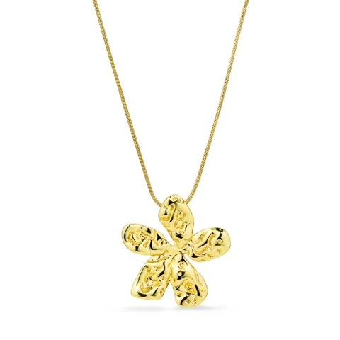 Wasserfest Blumen Halskette aus vergoldetem Stahl - OCEANA