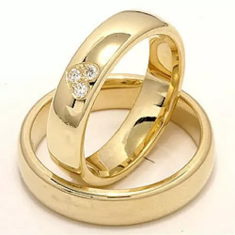 Herz trauringe aus 9 Karat Gold 0,075 ct - set