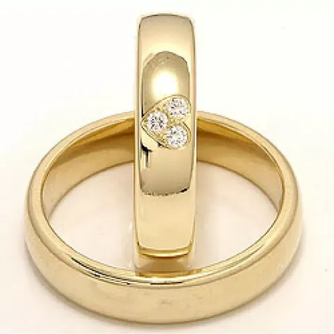 Herz trauringe aus 9 Karat Gold 0,075 ct - set