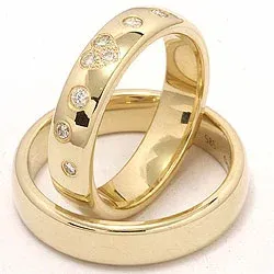 Herz trauringe aus 9 Karat Gold 0,225 ct - set