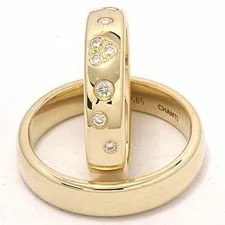 Herz trauringe aus 9 Karat Gold 0,225 ct - set