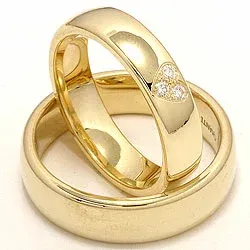 Herz trauringe aus 9 Karat Gold 0,075 ct - set