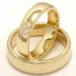 Herz trauringe aus 9 Karat Gold 0,075 ct - set