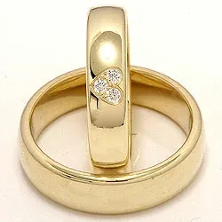 Herz trauringe aus 9 Karat Gold 0,075 ct - set