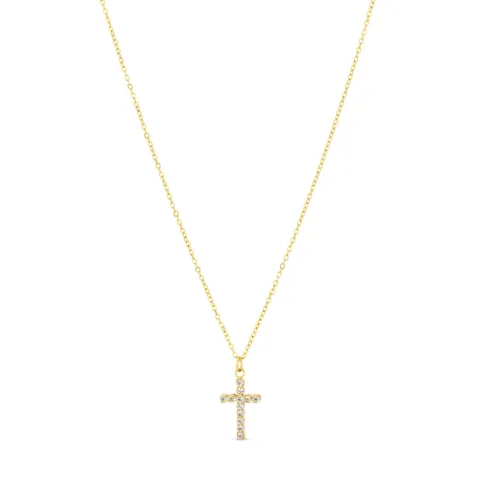 Wasserfest Kreuz weißem Zirkon Halskette aus vergoldetem Stahl - OCEANA