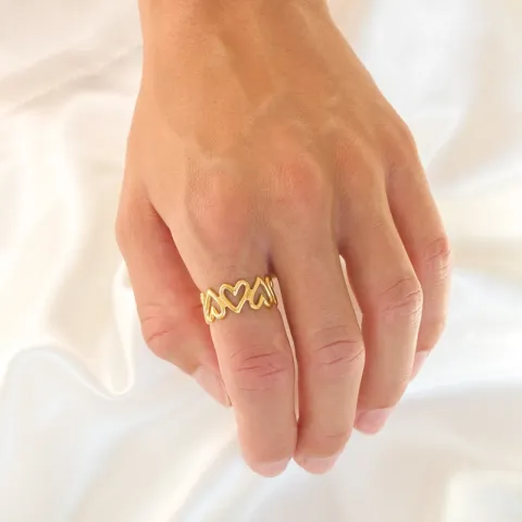 Wasserfest Herz justierbar Ring aus vergoldetem Edelstahl - OCEANA