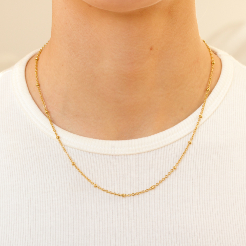 Wasserfest Kugel Halskette aus vergoldetem Edelstahl 45 cm x 2,8 mm  - OCEANA