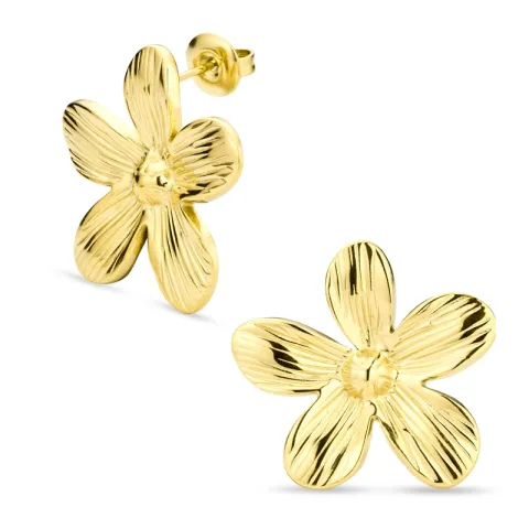 Wasserfester Blumen Ohrringe in vergoldetem Stahl - OCEANA