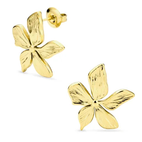 Wasserfester Blumen Ohrringe in vergoldetem Stahl - OCEANA