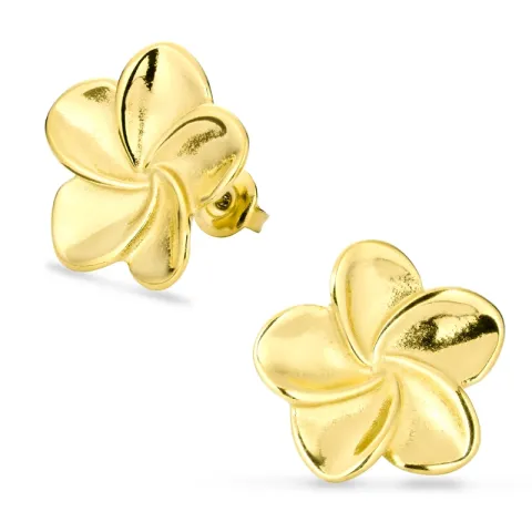 Wasserfester Blumen Ohrringe in vergoldetem Stahl - OCEANA