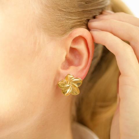 Wasserfester Blumen Ohrringe in vergoldetem Stahl - OCEANA