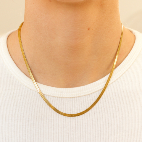 Wasserfest Schlangenhalskette aus vergoldetem Edelstahl 40+5 cm x 3 mm  - OCEANA