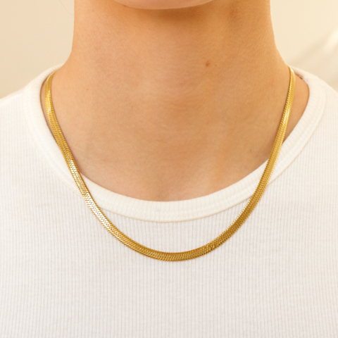 Wasserfest Schlangenhalskette aus vergoldetem Edelstahl 40+5 cm x 5 mm  - OCEANA