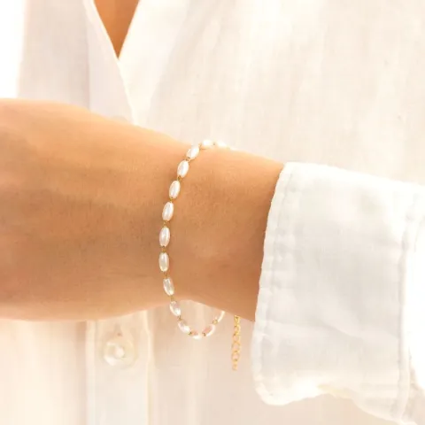 Wasserfest Perle Armband aus vergoldetem Stahl - OCEANA