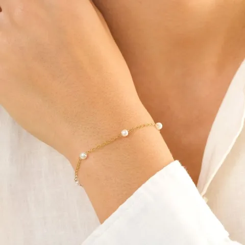 Wasserfest Perle Armband aus vergoldetem Stahl - OCEANA