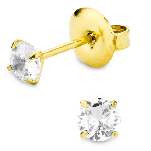 4 mm Wasserfester Zirkon Solitärohrstecker in vergoldetem Stahl - OCEANA