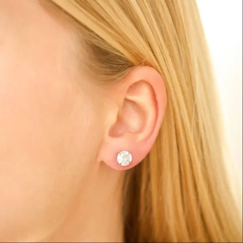 7 mm Wasserfester Zirkon Solitärohrstecker in vergoldetem Stahl - OCEANA