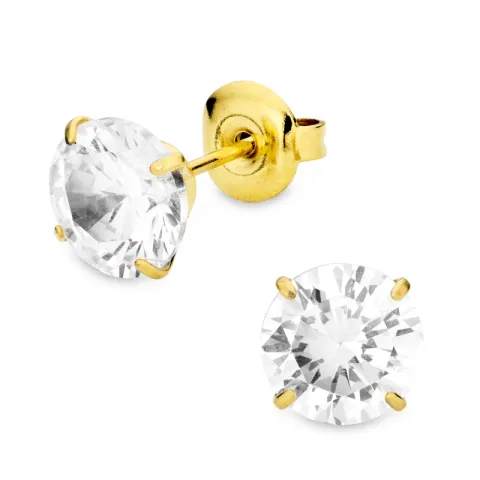 8 mm Wasserfester Solitärohrstecker in vergoldetem Stahl - OCEANA