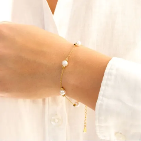 Wasserfest Perle Armband aus vergoldetem Stahl - OCEANA