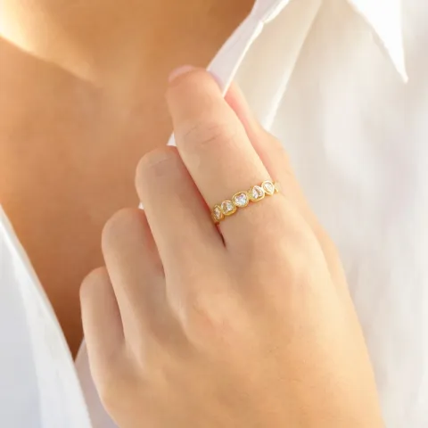 Wasserfest Herz Zirkon justierbar Ring Gr.54-58 aus vergoldetem Edelstahl - OCEANA