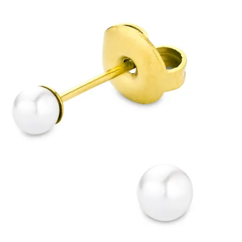 3 mm Wasserfester Perle Ohrstecker in vergoldetem Stahl - OCEANA