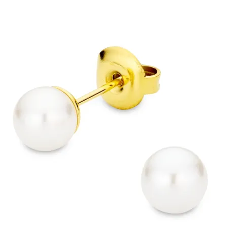 6 mm Wasserfester Perle Ohrstecker in vergoldetem Stahl - OCEANA