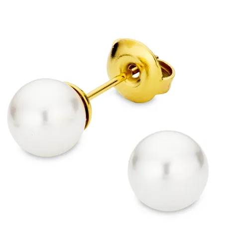 7 mm Wasserfester Perle Ohrstecker in vergoldetem Stahl - OCEANA