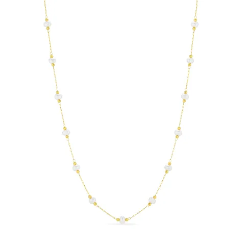 Wasserfest Perle Halskette aus vergoldetem Stahl - OCEANA