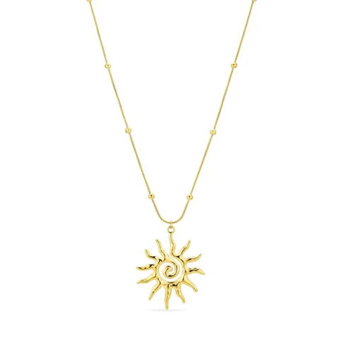 Wasserfest Sonne Halskette aus vergoldetem Stahl und Anhänger aus vergoldetem Stahl - OCEANA