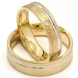 Zweifarbig trauringe aus 14 Karat Gold- und Weißgold 0,025 ct - set