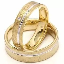 Zweifarbig trauringe aus 14 Karat Gold- und Weißgold 0,025 ct - set