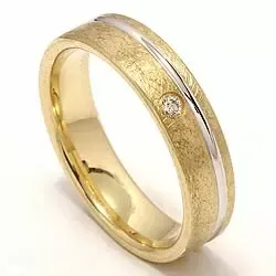 zweifarbig Diamant Trauring aus 14 Karat Gold- und Weißgold 1 x 0,025 ct