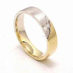 Matter zweifarbig Trauring aus 14 Karat Gold- und Weißgold 1 x 0,035 ct