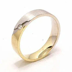 Matter zweifarbig Trauring aus 14 Karat Gold- und Weißgold 1 x 0,035 ct