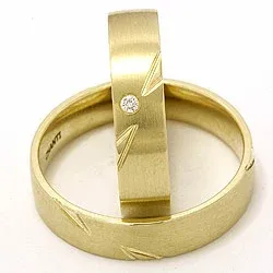 Trauringe aus 14 Karat Gold 0,025 ct - set