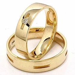 Trauringe aus 14 Karat Gold 1 x 0,035 ct - set