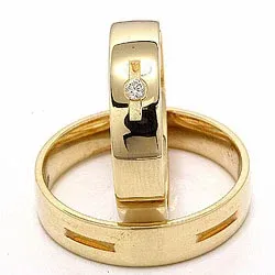 Trauringe aus 14 Karat Gold 1 x 0,035 ct - set