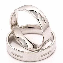 Trauringe aus 14 Karat Weißgold 0,035 ct - set