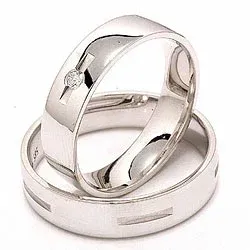 Trauringe aus 14 Karat Weißgold 0,035 ct - set