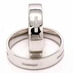 Trauringe aus 14 Karat Weißgold 0,035 ct - set