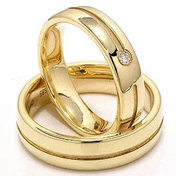 Trauringe aus 14 Karat Gold 0,04 ct - set