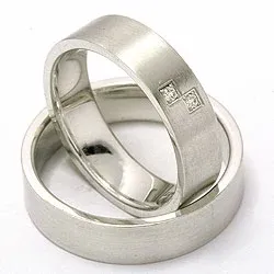 Trauringe aus 14 Karat Weißgold 2 x 0,015 ct - set