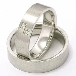 Trauringe aus 14 Karat Weißgold 2 x 0,015 ct - set