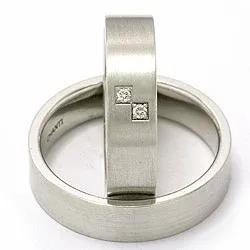 Trauringe aus 14 Karat Weißgold 2 x 0,015 ct - set