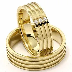 Trauringe aus 14 Karat Gold 0,018 ct - set