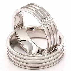 Trauringe aus 14 Karat Weißgold 0,018 ct - set