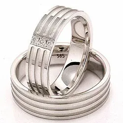 Trauringe aus 14 Karat Weißgold 0,018 ct - set