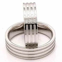 Trauringe aus 14 Karat Weißgold 0,018 ct - set